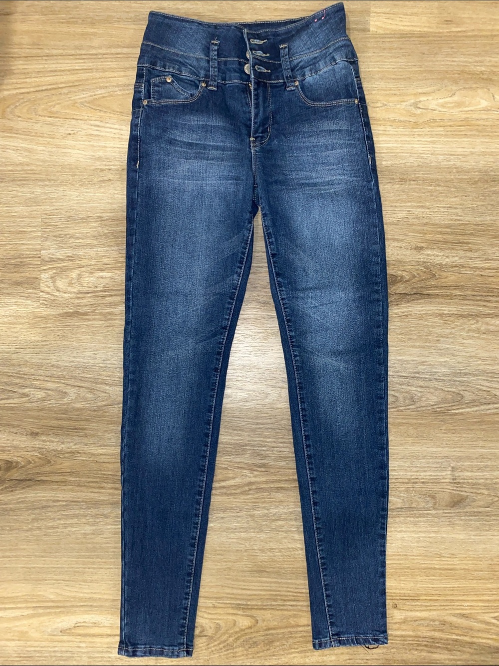 High-Rise Skinny Jeans in Deep Blue Wash